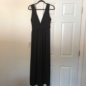 Deep V Black Maxi Dress